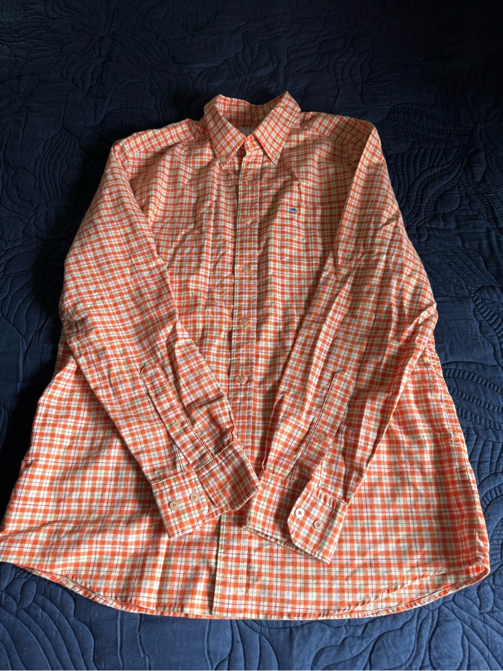 Southern Tide Orange Plaid Long-Sleeve Button-Down Shirt